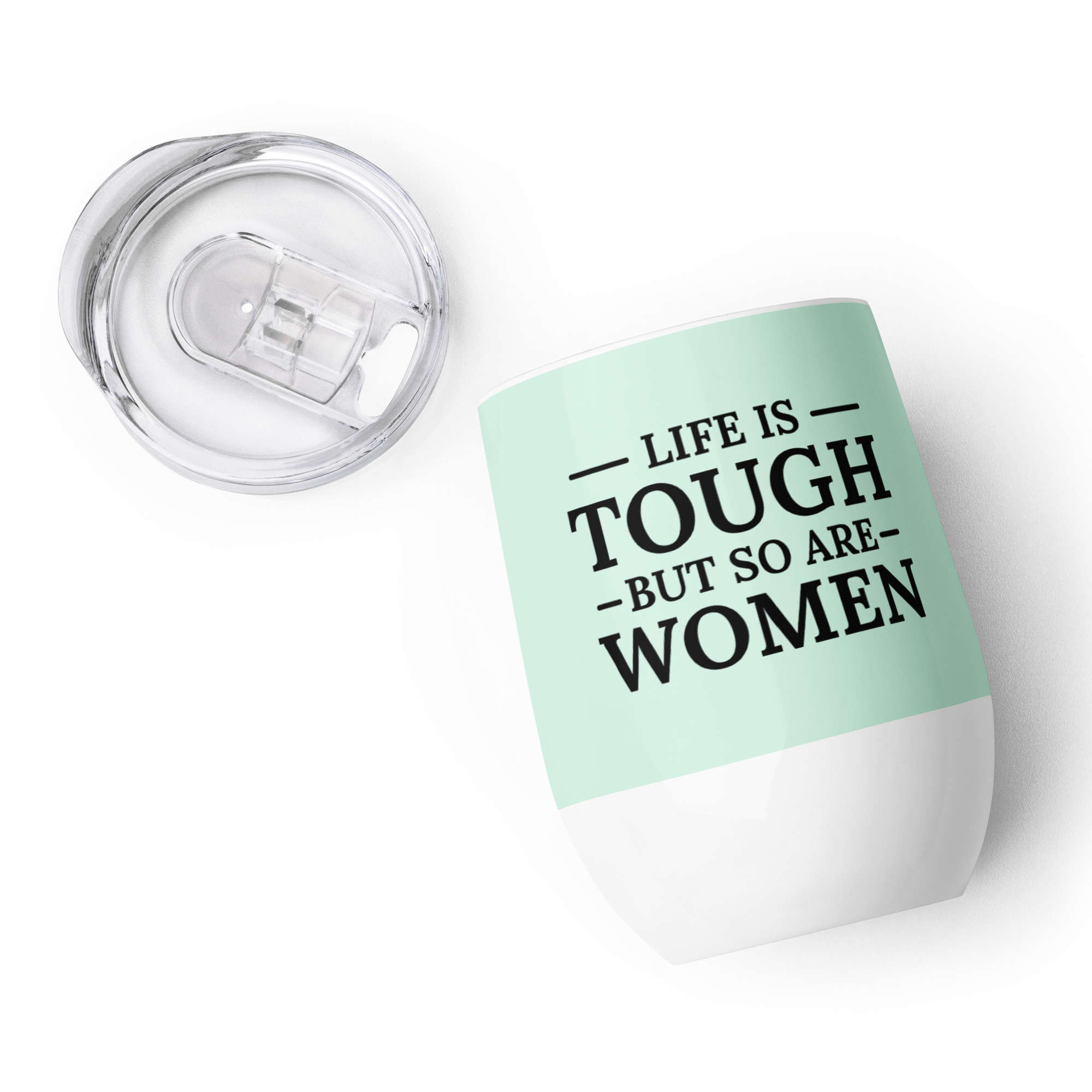 Tough Women Wine Tumbler - Misty Teal - Image 4
