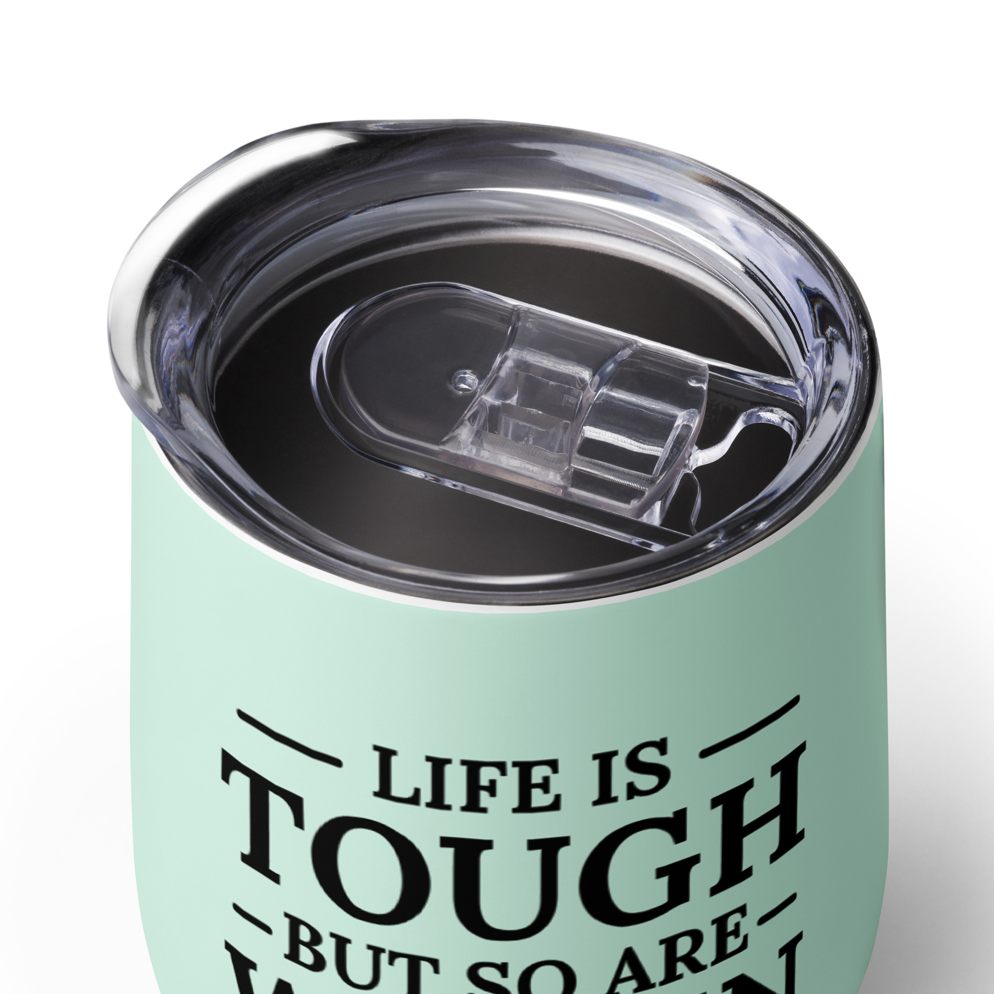 Tough Women Wine Tumbler - Misty Teal - Image 3